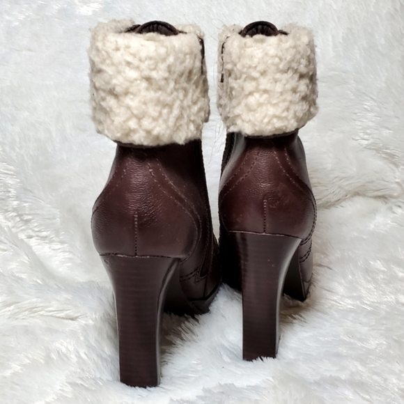 Chic BP Platform High-Heeled Boots Size 8 - Dark Brown with Cozy Sherpa Trim - Picture 5 of 7